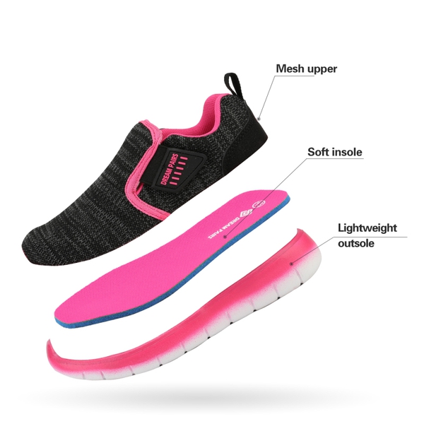 [EZ-Ons MightyMovers] Comfortable Kids Running Shoes - BLACK FUCHSIA - 4